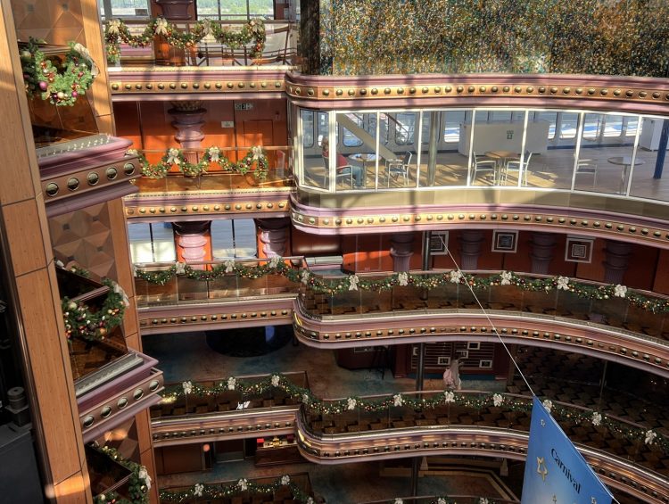 Cruise Ship Shorts - It's Christmas Time on the Carnival Elation and it is Snowing in the Atrium!