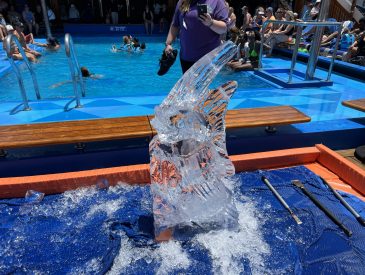 Cruise Shorts - Carnival Chef Creates Ice Carving of Angel Fish on Carnival Freedom’s Lido Deck