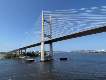 Cruise Ports - Carnival Elation Leaves Port of Jacksonville Passing Under the Dames Point Bridge